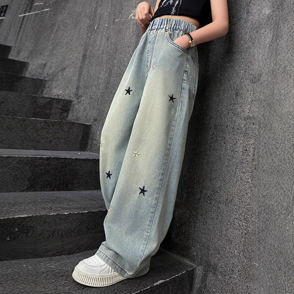 Girls’ Jeans Loose Straight Wide Leg Pants Spring Autumn