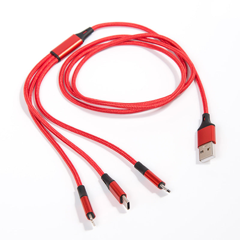 3A Nylon Braided 3-in-1 Fast Charging Data Cable
