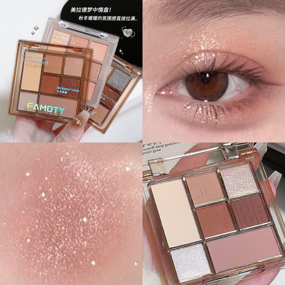 Seven-Color Glitter & Matte Smoky Palette
