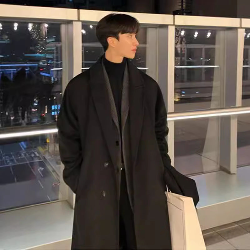 Men’s Wool Overcoat Double-Layer Cashmere Long Trench