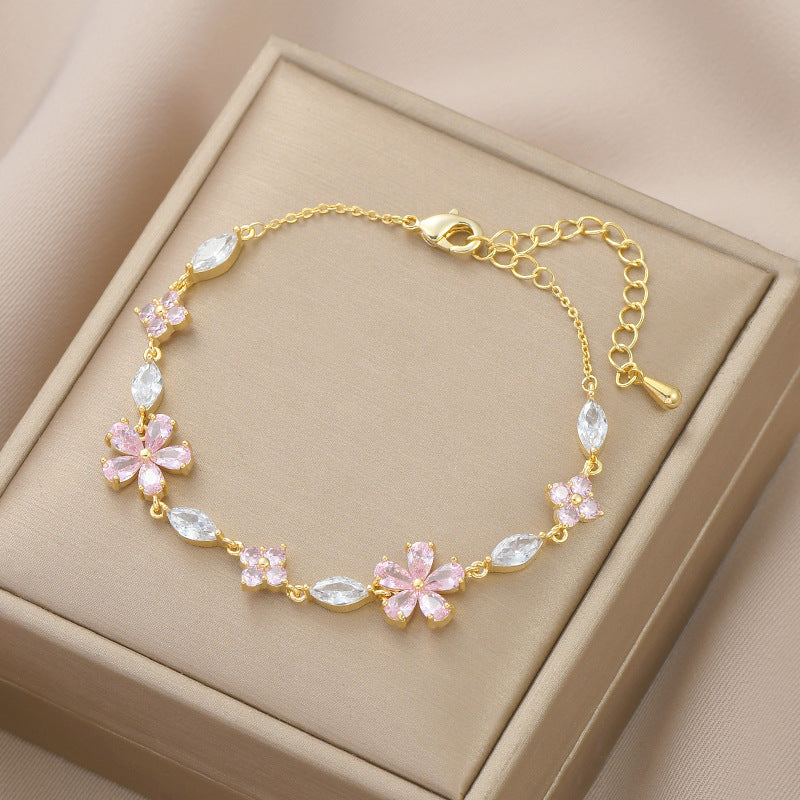 Women's Zircon Petal Bracelet