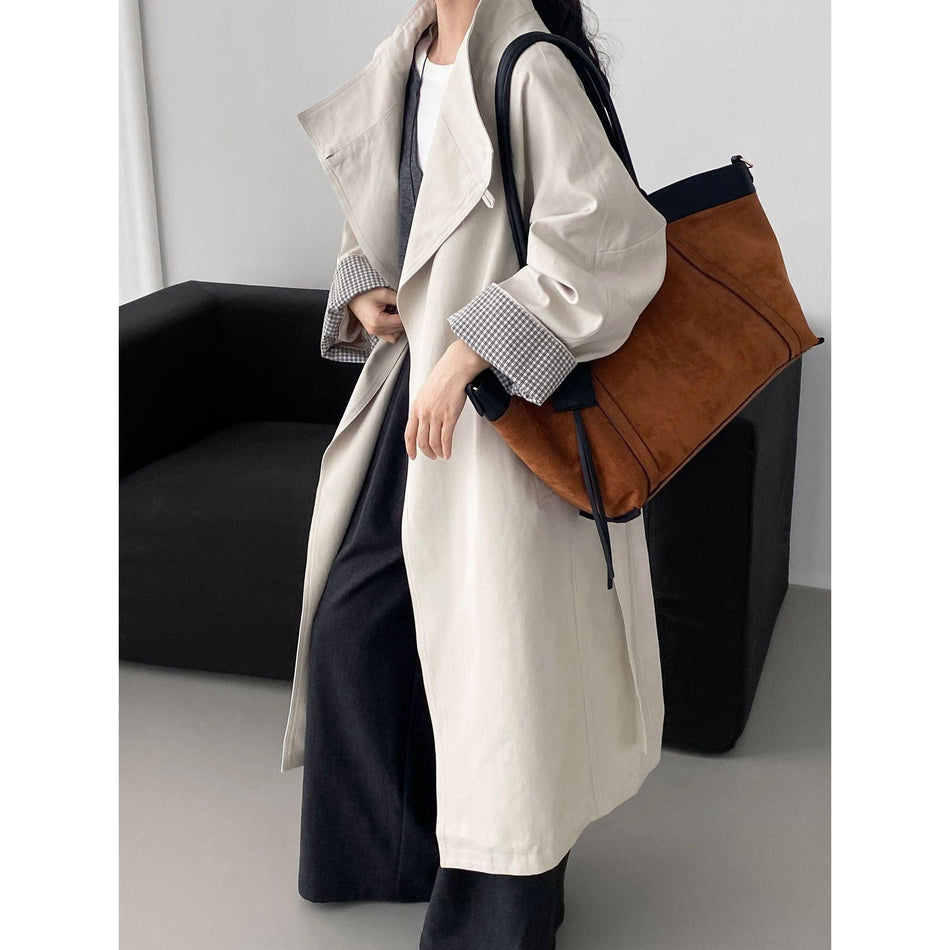 Retro British Stand-Up Collar Mid-Length Coat