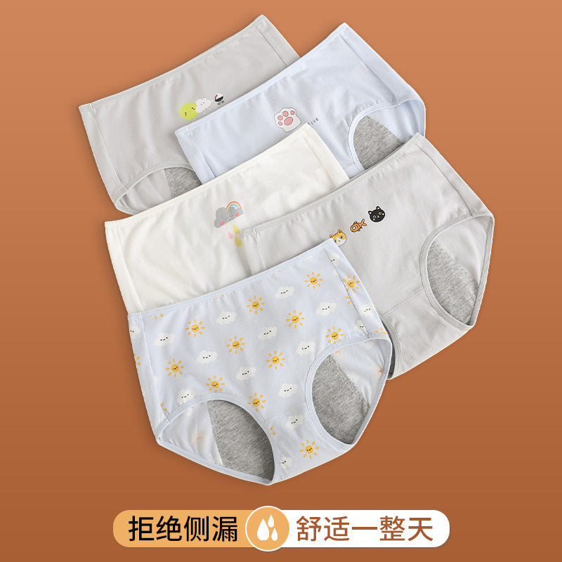 PACK OF - 8 Cute Women's Cotton Menstrual Leak-Proof Underwear