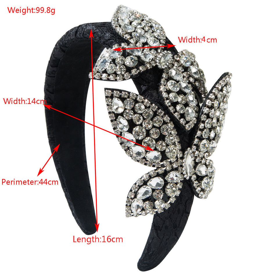 Double Butterfly Rhinestone Elegant Headband