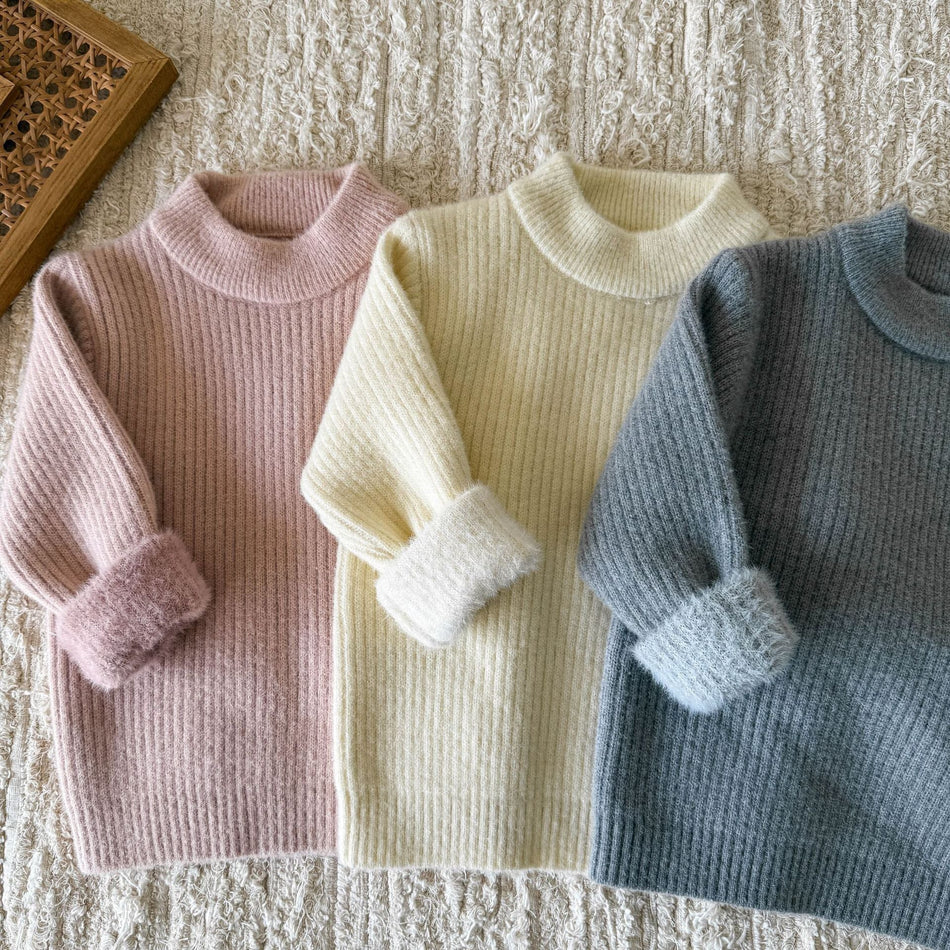 Girls Fleece-Lined Knit Winter Top – Baby Bottoming Shirt