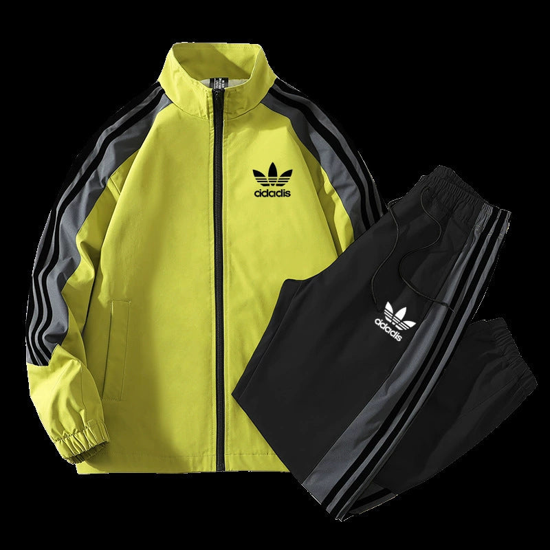 Men's Spring Stand-Collar Cardigan Sports Two-Piece Set
