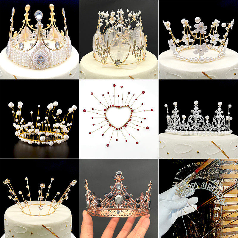 Pearl Crown Topper – Bridal Cake Decoration