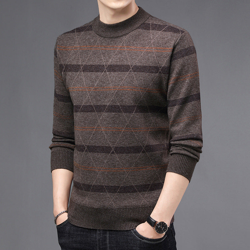 Men’s Autumn Winter Wool Round-Neck Casual Business Sweater