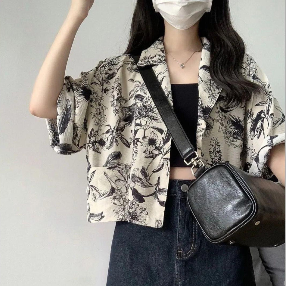 Retro Hong Kong Style Loose Short Sleeve Shirt – Summer 2023