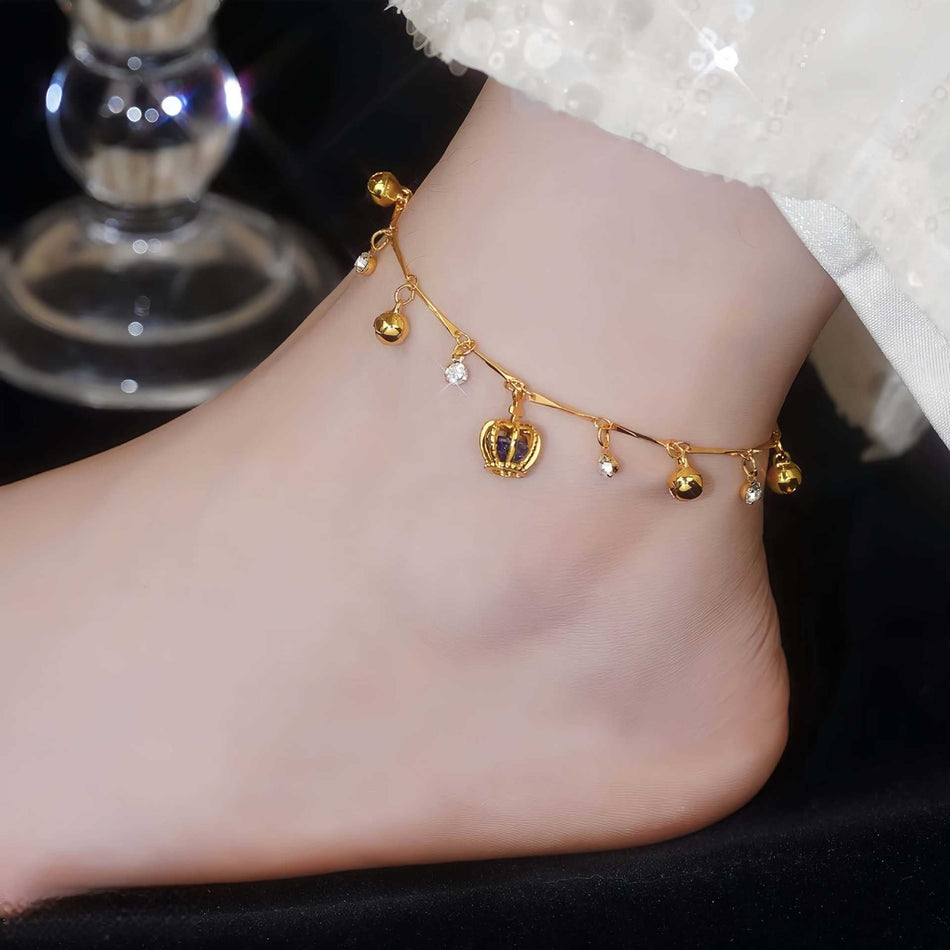 Crown Bell Goddess Anklet – Non-Fading INS Style