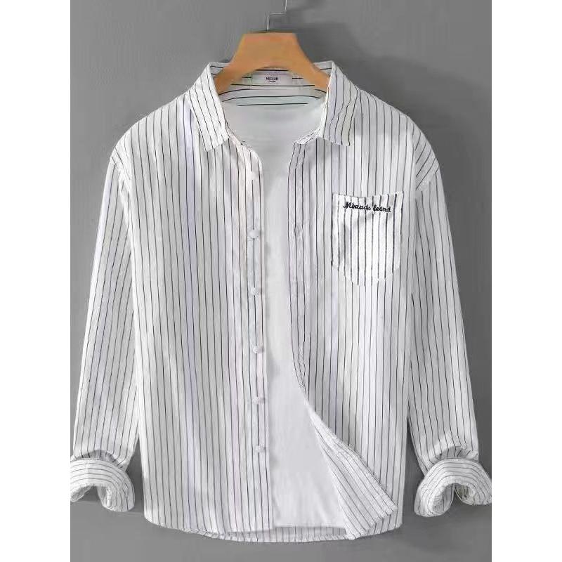 Men’s Japanese-Style Striped Long-Sleeve Shirt