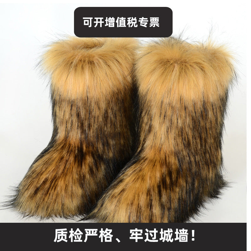 Furry Winter Snow Boots for Women – Warm Non-Slip