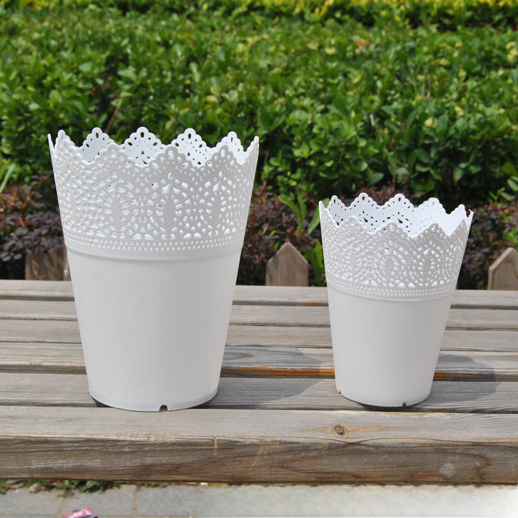 Lace Crown Resin Flower Pot for Indoor Plants
