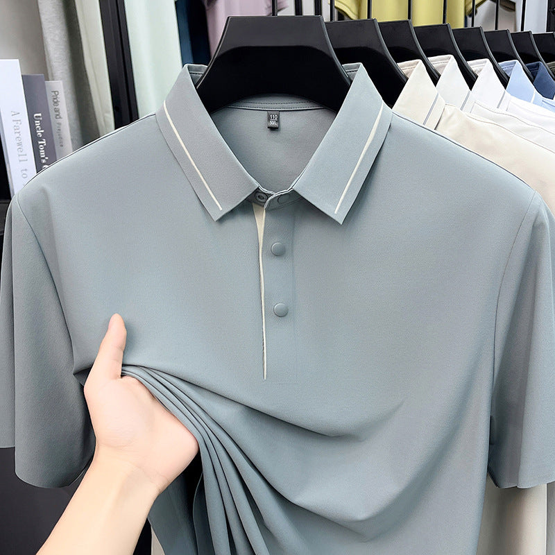 Men's Cooling Ice Silk Polo T-Shirt Breathable Stretch Fit