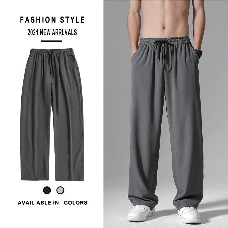INSTOCK-Men’s Loose Ice Silk Pants - Summer Wide-Leg Trendy 2025