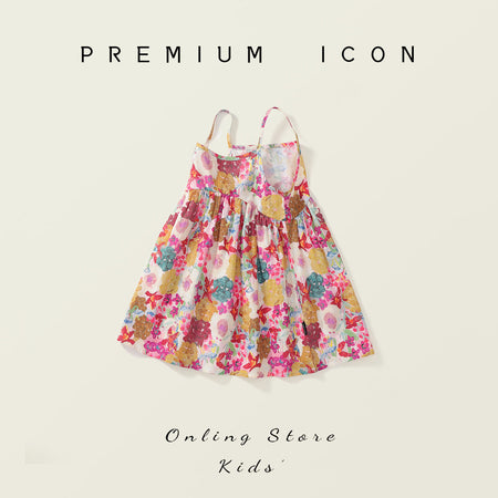Girls Floral Suspender Dress Cotton Summer 2025 – Summer Kids Fashion Nepal | Tudoholic