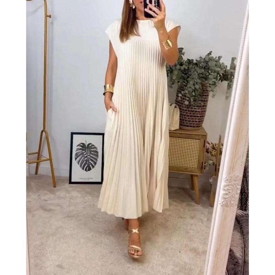 Pleated Sleeveless Dress – Spring & Summer Style