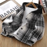 INSTOCK-Boys 2025 Autumn Plaid Hooded Street Jacket