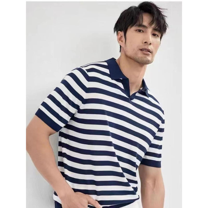 STOCK-Men’s Vintage Striped Polo Shirt Summer 2026