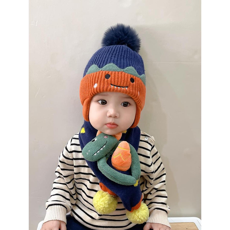 INSTOCK-Baby Wool Hat & Scarf Set – Winter Warm Pullover Cap