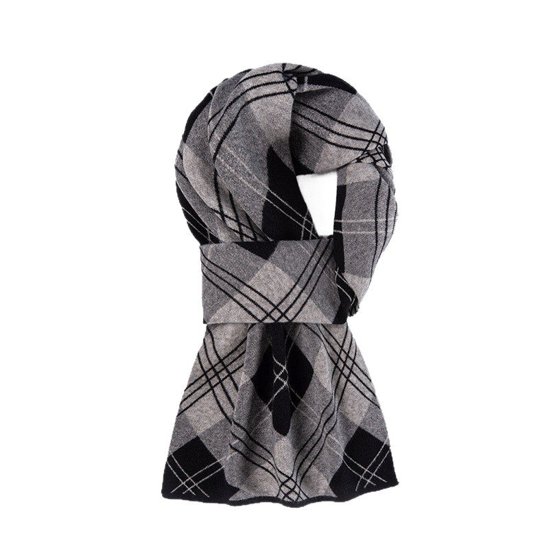 Men’s Plaid Wool Cashmere Scarf Autumn Winter 2025