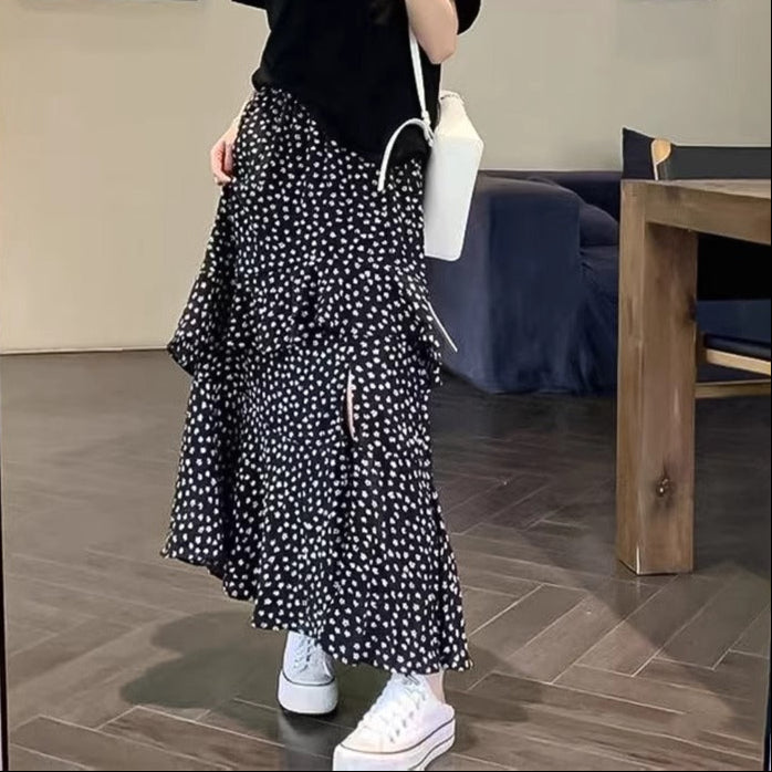 Vintage Floral A-Line Skirt – Korean Summer Chic