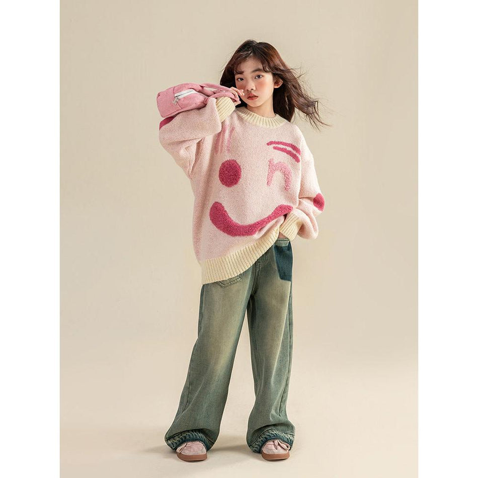 Girls’ Thickened Knit Sweater