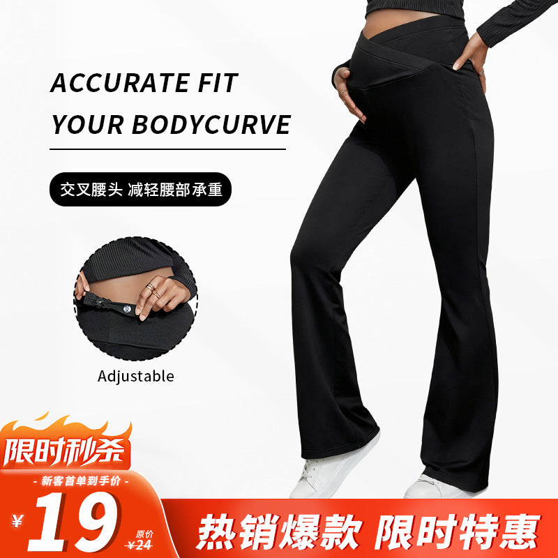Autumn Winter Maternity Yoga Pants High Waist Flared Fit Wear