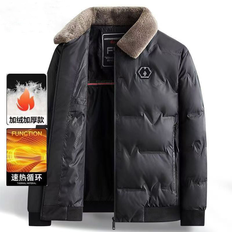 INSTOCK-Men's down cotton jacket, warm lapel cotton coat, autumn