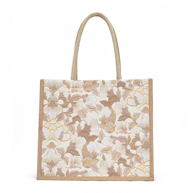 Women's Cotton Linen Tote Bag with Large Capacity Design