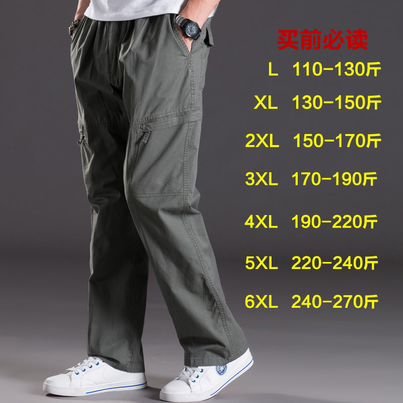 STOCK-Washed Multi-Pocket Work Pants Men Loose