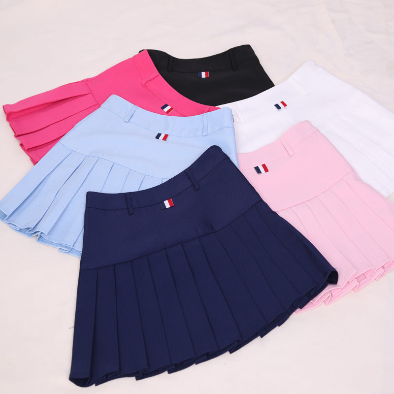 Korean High-Waist Preppy Pleated Skirt – Summer
