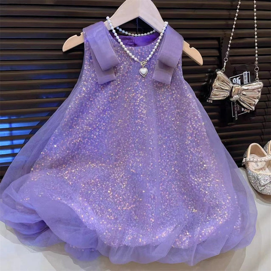 Girls' Sequin Mesh Princess Dress – Summer Party Outfit 2025