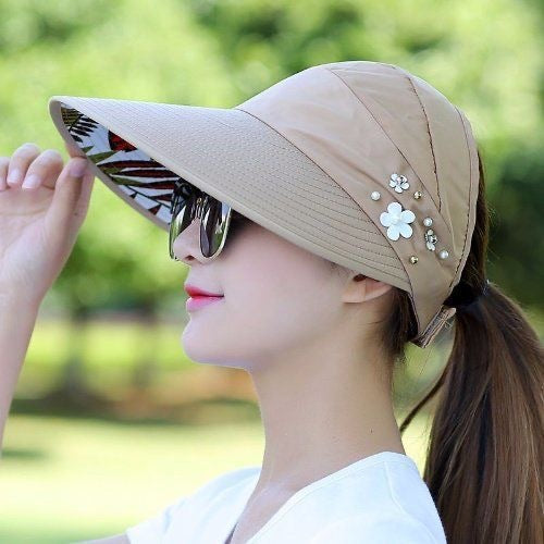 Women’s Foldable Large Brim Sun Hat – UV Protection