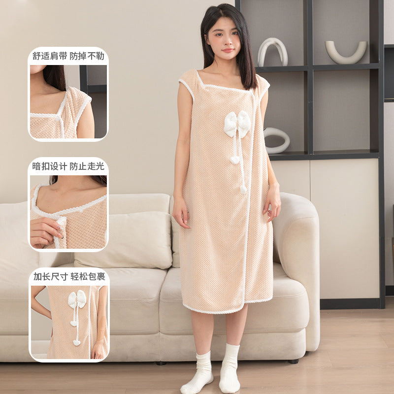 Pineapple Coral Fleece Bath Dress