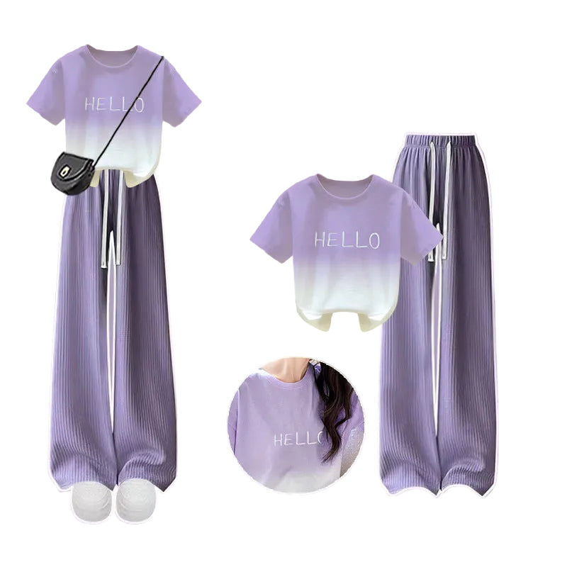 2025 Girls Summer Casual T-Shirt & Shorts Two-Piece Set