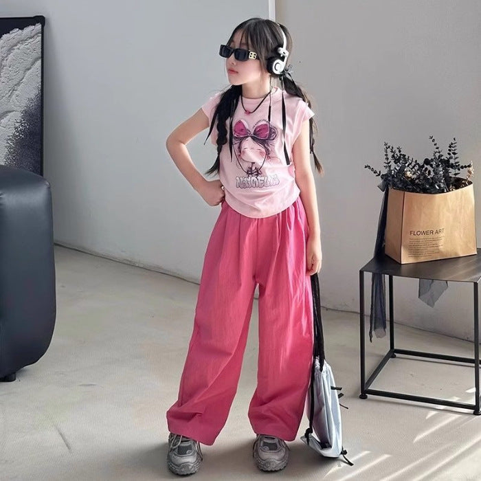 Girls Cartoon Print T-Shirt & Pants Set – Cute Kids Outfit Nepal | Tudoholic