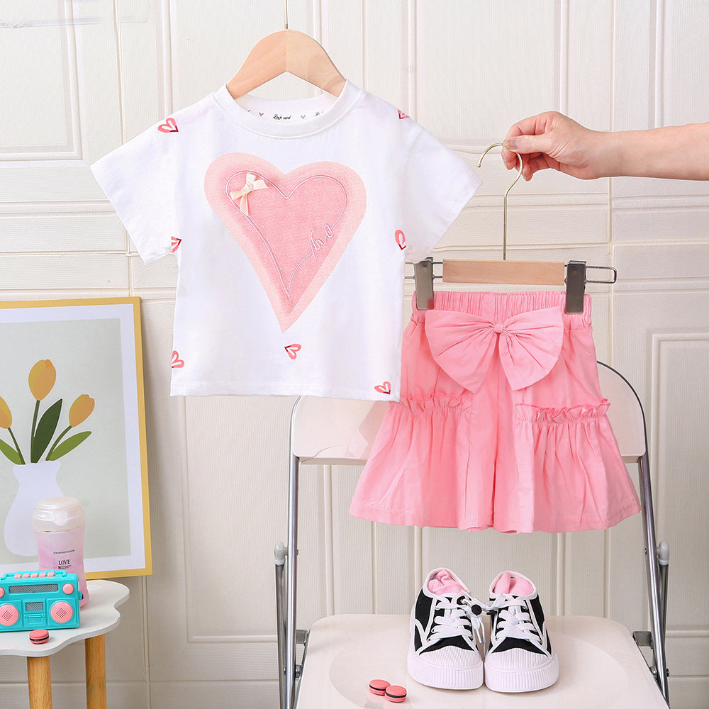Baby Girl Heart Cotton Shorts Set Summer Outfit – Summer Toddler Fashion Nepal | Tudoholic