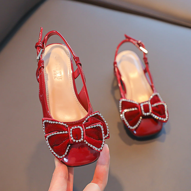 STOCK-Princess Bow Heeled Sandals – Elegant Summer Style for