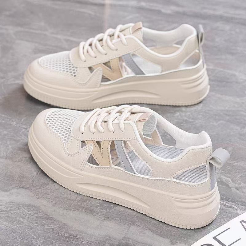 STOCK-Mesh Breathable White Sports Shoes for Women – Lightweight