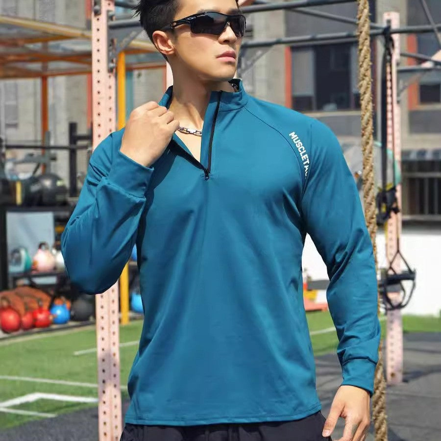 Men's Half-Zip Quick-Dry T-Shirt – Breathable & Stylish