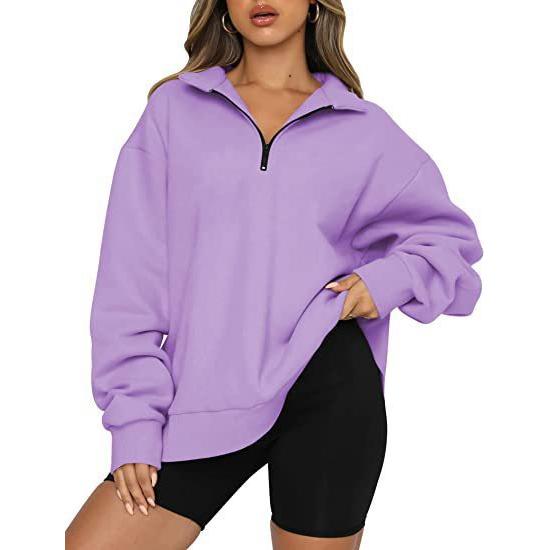 STOCK-Women’s Winter Fleece-Lined Sweater – Solid Color Loose Top