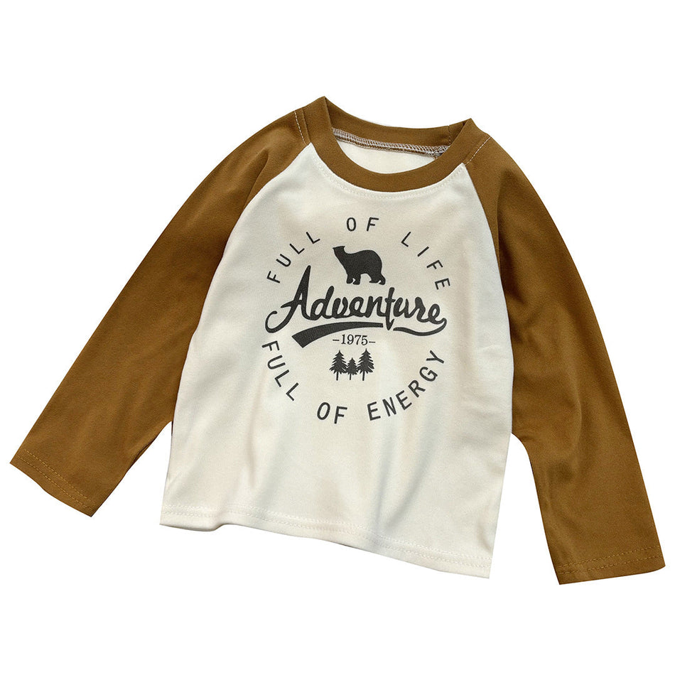 Kids’ Printed Letter Long-Sleeve Cotton T-Shirt