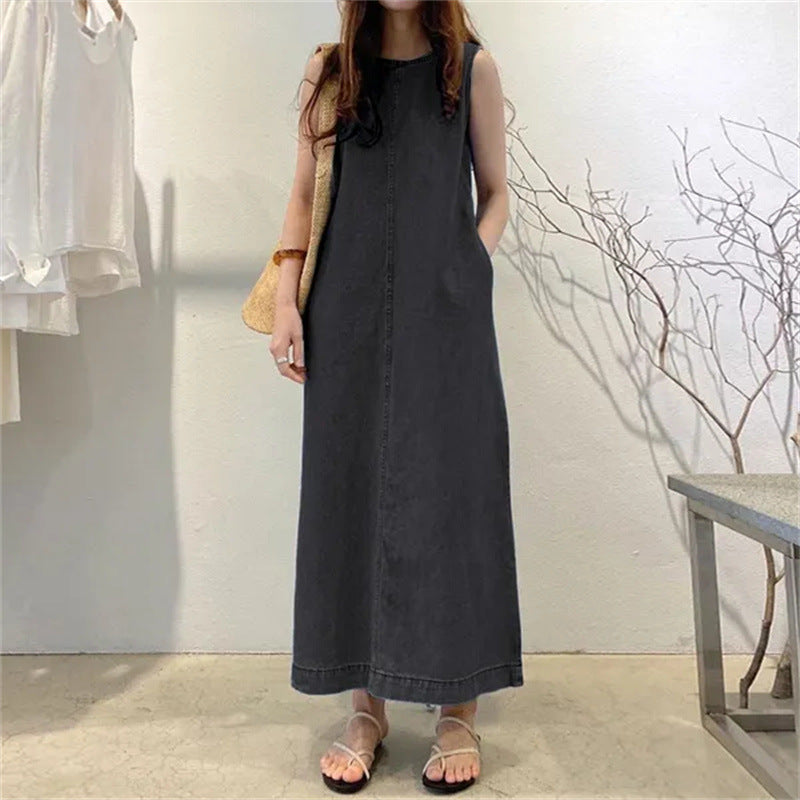 long vest denim robe dress
