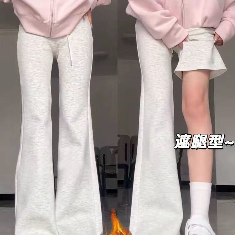 Women’s White & Gray Velvet Flared Pants