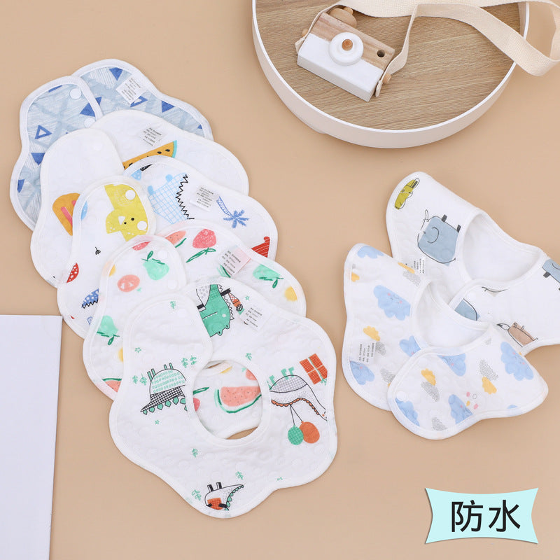Waterproof Cotton Gauze 360 Degree Baby Petal Bib Care
