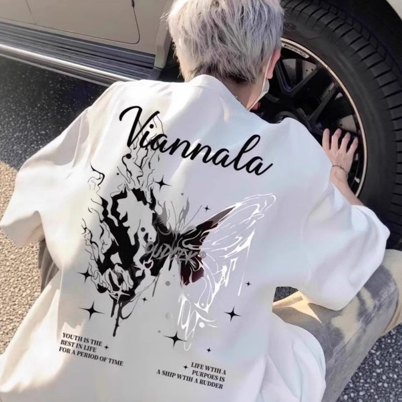 Butterfly Print Cotton T-Shirt – Cute & Casual Men's Tee