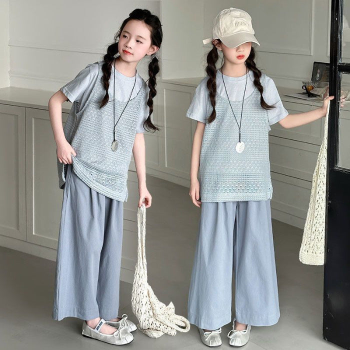 Girls Korean Vest Pants 3-Piece Summer Set – Baby & Children's Outfits – Image 7