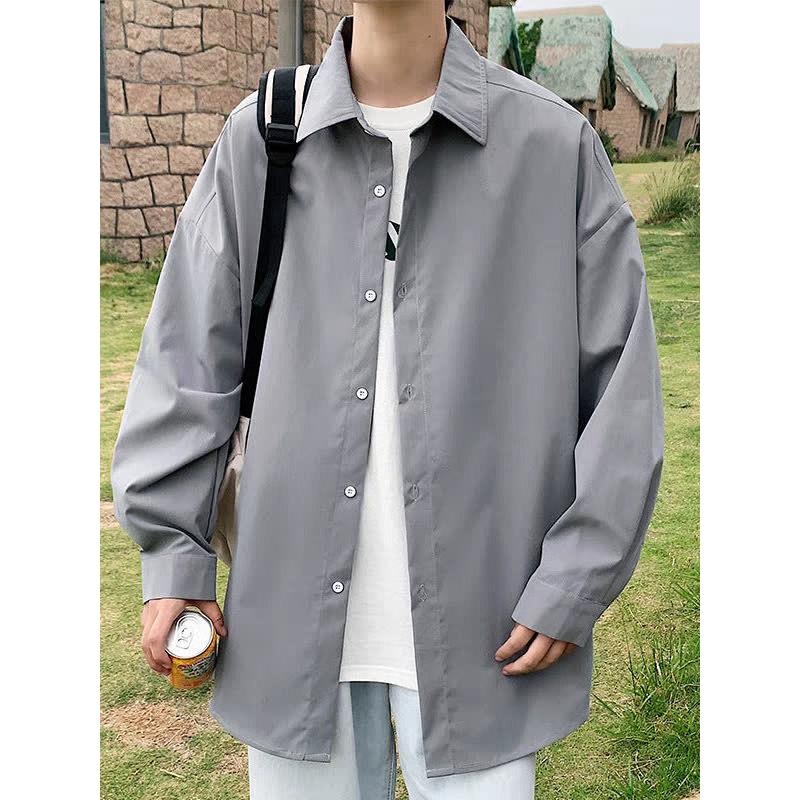 Men’s Japanese-Style Loose Long-Sleeve Shirt
