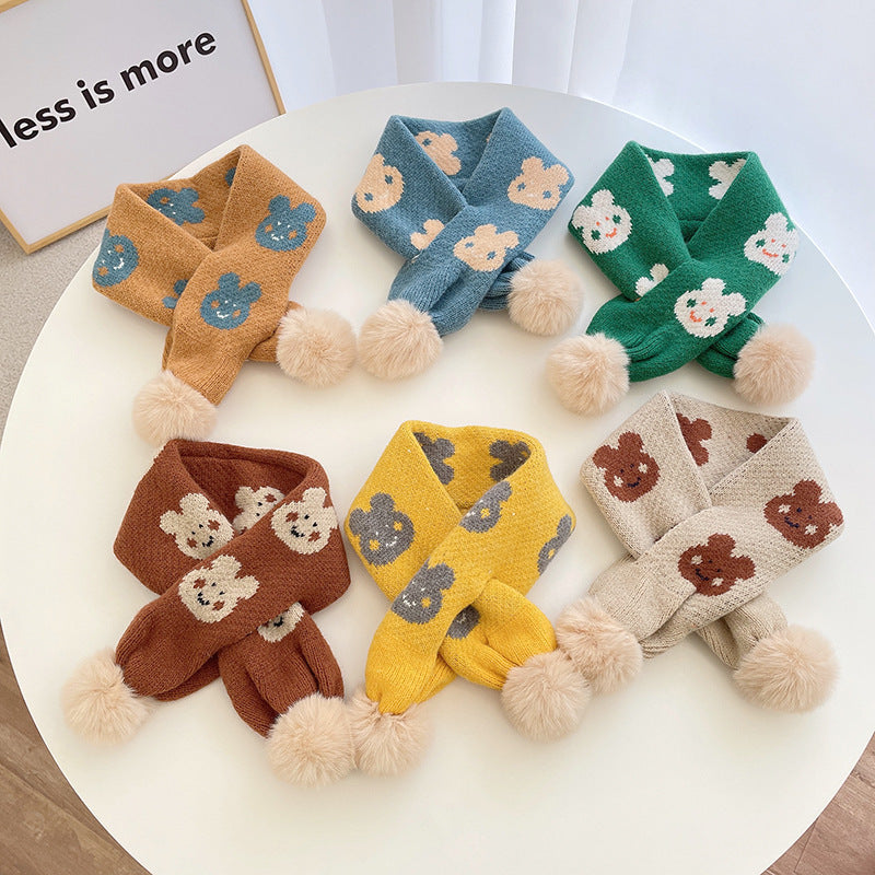 Kids’ Little Rabbit Wool Scarf – Autumn Winter Warm Knit
